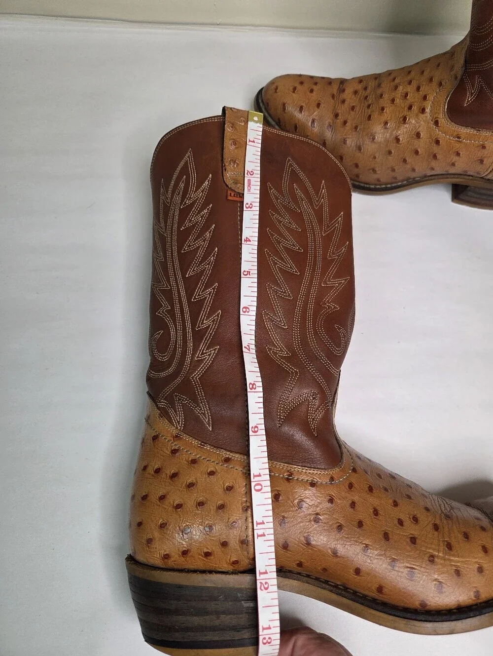 Levi’s Western‎ Cowboy Boots 10.5 M Brown Ostrich Embossed Leather Vintage